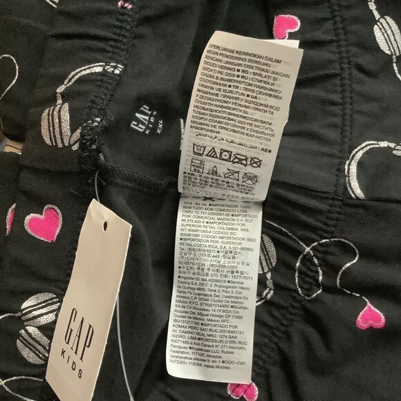 Gap Kids Girls Black Leggings Headphones Hearts Print XXL 14-16 Cotton Blend NWT - Picture 5 of 8